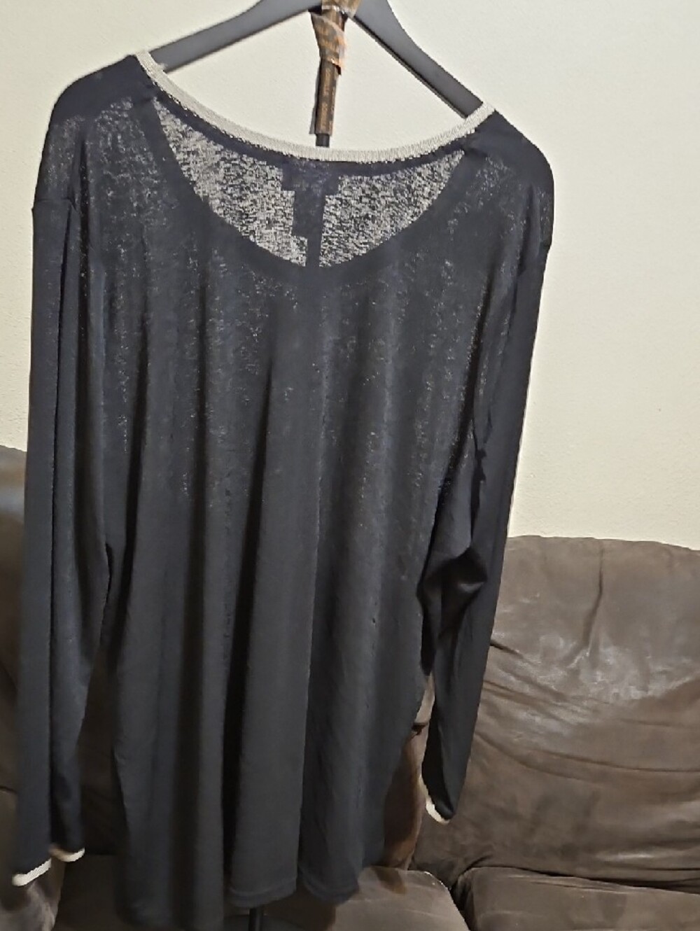 Avenue Black Long Sleeve Top with Cream Embroidery Trim - Picture 5 of 8